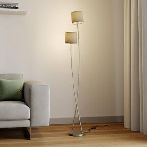 Lampa stojąca Juljana Lucande, kremowy / amber, salon / jadalnia, tkanina / materiał / jedwab, nowoczesny