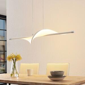 Lampa wisząca Edano Lucande, możliwość ściemniania, biały / opal, salon / jadalnia, tkanina / materiał / jedwab, nowoczesny