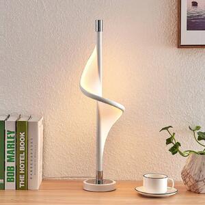 Lampa stołowa Edano Lucande, możliwość ściemniania, biały / opal, salon / jadalnia, tkanina / materiał / jedwab, nowoczesny