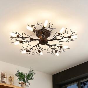 Lampa sufitowa Bigna Lindby, możliwość ściemniania, brązowy / rdzawy, salon / jadalnia, metal, nowoczesny