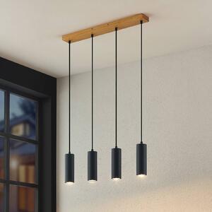 Lampa wisząca Maniva Lindby, możliwość ściemniania, jasne drewno, salon / jadalnia, metal, nowoczesny