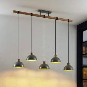 Lampa wisząca Durbis Lindby, możliwość ściemniania, jasne drewno, salon / jadalnia, drewno, vintage