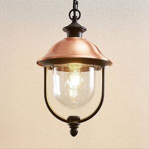 Lampa wisząca zewnętrzna Lindby Clint, metal, odporność na działanie wody Clint Lindby, możliwość ściemniania, miedziany, aluminium, vintage