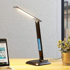 Lampa biurkowa LED Ludmilla Lindby, możliwość ściemniania, czarny, biuro, tworzywo sztuczne, nowoczesny