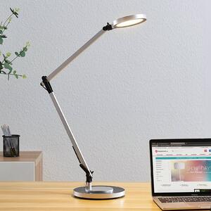 Lampa biurkowa LED Rilana Lindby, możliwość ściemniania, aluminiowy / szary / cynkowy, biuro, metal, nowoczesny
