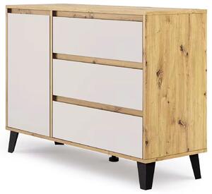 Duża komoda z szufladami i szafką dąb artisan + kaszmir T8-R85
