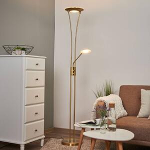 Lampa stojąca LED Eda Lindby, możliwość ściemniania, mosiężny / złoty, salon / jadalnia, metal, nowoczesny