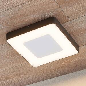 Zewnętrzna lampa sufitowa LED Sora Lucande, kątowa, czujnik, IP54 Lucande, czarny, aluminium, nowoczesny