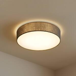 Lampa sufitowa Sebatin Lindby, możliwość ściemniania, aluminiowy / szary / cynkowy, sypialnia, tkanina / materiał / jedwab, nowoczesny