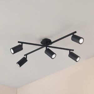 Lampa sufitowa Lindby Joffrey, 78 cm, czarna, 5-punktowa, GU10 Joffrey Lindby, możliwość ściemniania, czarny, salon / jadalnia, aluminium, nowoczesny