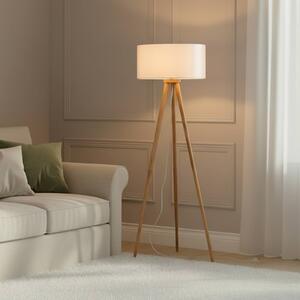Lampa stojąca Charlia Lindby, biały / opal, salon / jadalnia, tkanina / materiał / jedwab, skandynawski