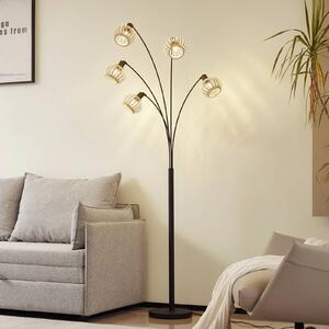 Lampa stojąca Lielle Lindby, jasne drewno, salon / jadalnia, bambus, dworkowy / rustykalny