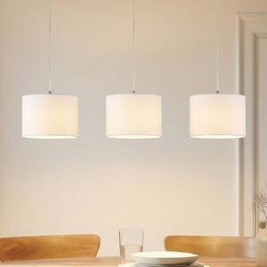 Lampa wisząca Imarin Lindby, możliwość ściemniania, jasne drewno, salon / jadalnia, tkanina / materiał / jedwab, nowoczesny