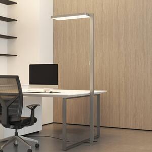 Arcchio lampa stojąca LED Timon, 54W, srebrna, wysokość 195 cm Timon Arcchio, możliwość ściemniania, aluminiowy / szary / cynkowy, biuro, aluminium, nowoczesny