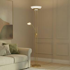 Lampa stojąca LED Yveta Lindby, możliwość ściemniania, mosiężny / złoty, salon / jadalnia, metal, nowoczesny