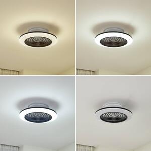 Wentylator sufitowy LED Mamuti, czarny, cichy, Ø 55 cm Mamuti Lindby, możliwość ściemniania, czarny, salon / jadalnia, aluminium, nowoczesny