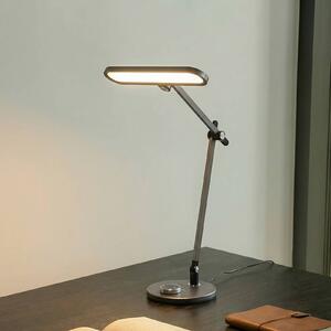 Lampa biurkowa LED Elvir Lindby, możliwość ściemniania, aluminiowy / szary / cynkowy, salon / jadalnia, aluminium, nowoczesny