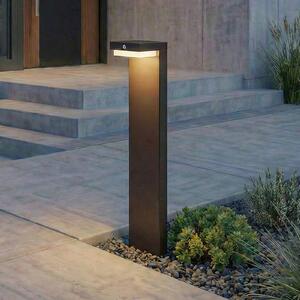 Lindby LED-słupek oświetleniowy solarny Eleazar, czarny, aluminium, czujnik Eleazar Lindby, możliwość ściemniania, czarny, aluminium, nowoczesny