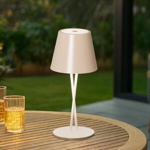 Akumulatorowa lampa stołowa LED Lindby Janea, CROSS, beżowy, metalowy Janea Lindby, możliwość ściemniania, kremowy / amber, metal, nowoczesny