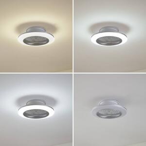 Wentylator sufitowy LED Mamuti, srebrny, cichy, Ø 55 cm Mamuti Lindby, możliwość ściemniania, aluminiowy / szary / cynkowy, salon / jadalnia, aluminium, nowoczesny