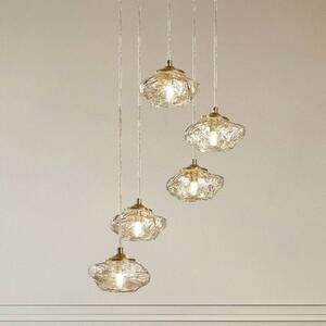 Lampa wisząca szklana Piatra Lindby, możliwość ściemniania, kremowy / amber, salon / jadalnia, szkło, nowoczesny