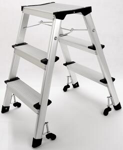 Schodki dwustronne mobilne składane, 2x3 stopnie, wysokość 680 mm
