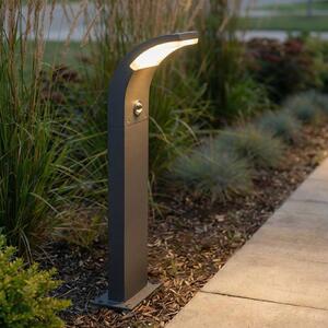 Lucande Timm słupek ogrodowy LED, czujnik, 60 cm, antracyt, IP54, czarny, aluminium, nowoczesny