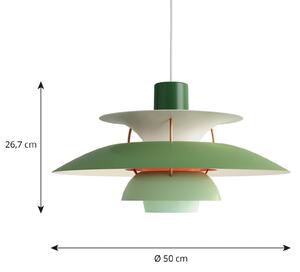 Louis Poulsen Lampa wisząca designerska PH 5, możliwość ściemniania, zielony, salon / jadalnia, aluminium, design