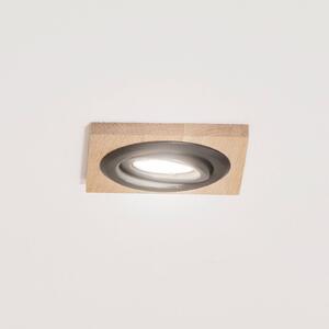 Lampa sufitowa wpuszczana Tobby, 10 x cm, drewno dębowe, GU10 Tobby Lamkur, możliwość ściemniania, jasne drewno, salon / jadalnia, drewno, skandynawski