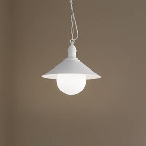 Lampa wisząca zewnętrzna Enduro, biała, stal, szkło, IP44, E27 Enduro Argon, możliwość ściemniania, biały / opal, metal