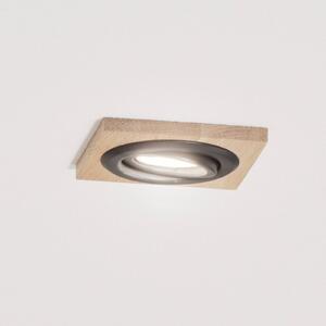 Lampa sufitowa do wbudowania Tobby, 10 x cm, zestaw 3 szt. drewno dębowe GU10 Tobby Lamkur, możliwość ściemniania, jasne drewno, salon / jadalnia, drewno, skandynawski