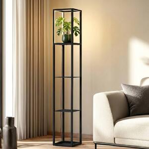 Lampa stojąca LED Birta Lindby, możliwość ściemniania, czarny, salon / jadalnia, metal, nowoczesny
