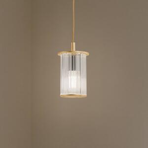 Lampa wisząca zewnętrzna Nora, złota/przezroczysta, IP44, szkło Nora Argon, możliwość ściemniania, mosiężny / złoty, szkło