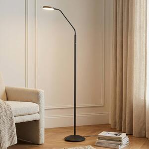 Lampa stojąca LED Elvyn Lindby, możliwość ściemniania, czarny, salon / jadalnia, metal, nowoczesny