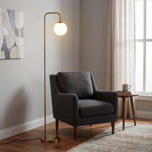 Lampa stojąca Viran Opviq, mosiężny / złoty, salon / jadalnia, metal