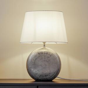 Lampa stołowa Florentino Lindby, biały / opal, salon / jadalnia, tkanina / materiał / jedwab