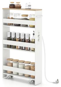 Wąska szafka kuchenna na kółkach ze stacją ładującą