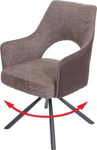 Krzesło do jadalni HWC-K30, krzesło kuchenne, fotel, automatyczna pozycja obrotowa, tkanina MVG ~ brąz-ciemny brąz