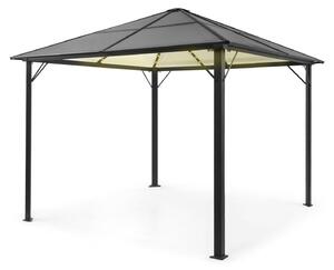 Blumfeldt Pawilon 3x3m, aluminiowy ze stałym dachem, ściemniane światła LED, wodoodporny, odporny na zimę, wolnostojąca pergola ogrodowa na taras
