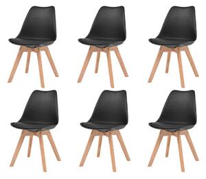 Krzesła stołowe, 6 szt., czarne, plastikowe