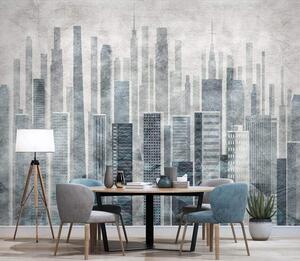 Fototapeta Panorama miasta z wieloma wysokimi budynkami, Fototapety 3d z figurami, Popularne Fototapety, u15524 - Tapeko.pl