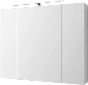 ML-Design szafka łazienkowa z lustrem 3-drzwiowa z oświetleniem LED, 90x72x15 cm, biała