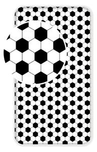 Czarno-białe bawełniane prześcieradło dziecięce jednoosobowe z gumką 90x200 cm Football – Jerry Fabrics