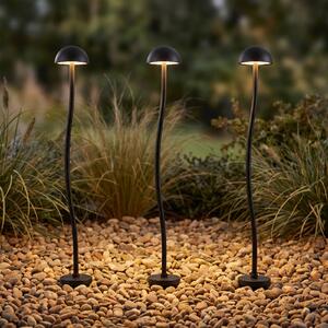 Lampa z grotem ziemnym LED Lindby Soremi, czarna, zestaw 3 sztuk, IP44 Soremi, czarny, aluminium, nowoczesny