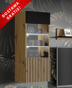 Przeszklona witryna wisząca z drzwiczkami loft | Umeblowana.com