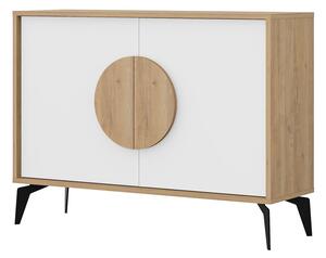 Biała niska komoda w dekorze dębu 110x82 cm Vae – Marckeric