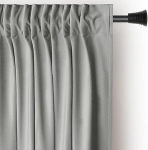 Jasnoszara aksamitna zasłona częściowo zaciemniająca (dimout) 140x270 cm Pleat – Restilo