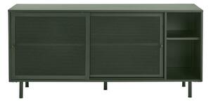 Ciemnozielona metalowa niska komoda z drzwiami przesuwnymi 160x75 cm Veep – Unique Furniture