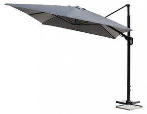 Parasol ogrodowy 3x4 m z ciemnoszarego aluminium z poszyciem z poliestru i mechanizmem wspomagajcym otwieranie Shake