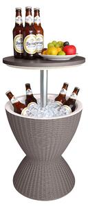 Stolik pomocniczy Relaxdays z funkcj chodzenia, 30 l, Cool Bar, wys. x rednica: 57 x 48,5 cm, regulowana wysoko, rattan, stolik barowy, beowy